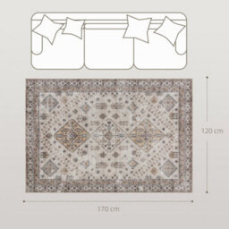 Homcom Flannel Non-Slip Washable Rug For Living Room, 170 X 120 Cm, Beige - thumbnail 3