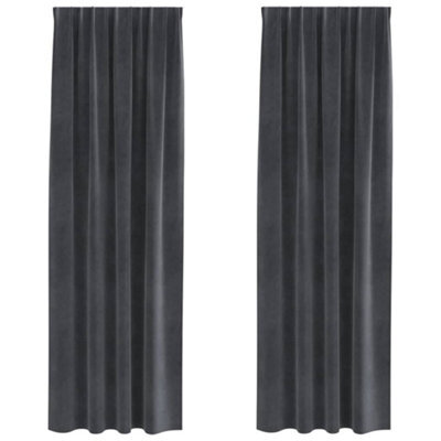 Berkfield Modern Blackout Curtains With Top Tape 2 Pcs Light Grey Velvet - image 1