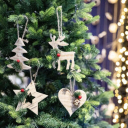 Shatchi Wooden Craft Xmas Tree Shape - Tree Hanging Decoration - 12X9X1.5Cm - thumbnail 7