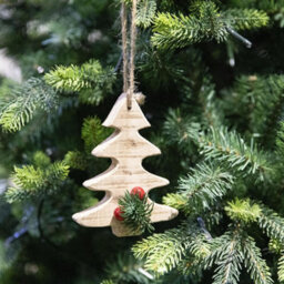 Shatchi Wooden Craft Xmas Tree Shape - Tree Hanging Decoration - 12X9X1.5Cm - thumbnail 5
