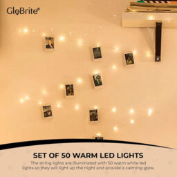 Globrite Led Fairy Lights - (5M), 50 Warm White With 30 Photo Clips - Battery Operated Decorative Lights For Custom Photo Display - thumbnail 4