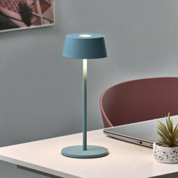 Wyld And Coco Blue Metal Wireless Table Lamp, Usb-C Rechargeable, Touch Control - thumbnail 2