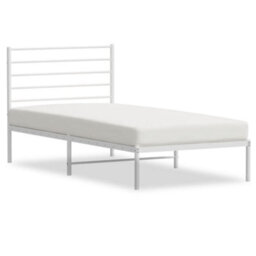 Berkfield Metal Bed Frame With Headboard White 107X203 Cm - thumbnail 2