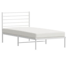 Berkfield Metal Bed Frame With Headboard White 107X203 Cm - thumbnail 4