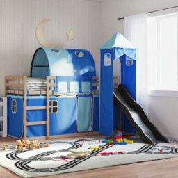 Berkfield Bunk Bed Without Mattress With Slide And Curtains Blue 80X200 Cm