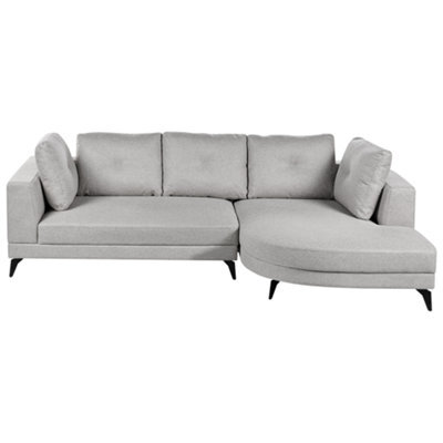 Beliani Corner Sofa 3 Seater Marum Faux Linen Grey Left Hand - image 1