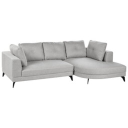 Beliani Corner Sofa 3 Seater Marum Faux Linen Grey Left Hand - thumbnail 4