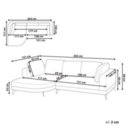Beliani Corner Sofa 3 Seater Marum Faux Linen Grey Left Hand - thumbnail 3