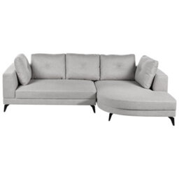 Beliani Corner Sofa 3 Seater Marum Faux Linen Grey Left Hand - thumbnail 1