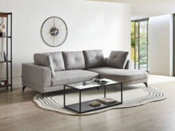 Beliani Corner Sofa 3 Seater Marum Faux Linen Grey Left Hand - thumbnail 2