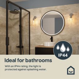 GoodHome Bobwhite Satin Silver Effect Wired Bathroom Wall Light - thumbnail 9