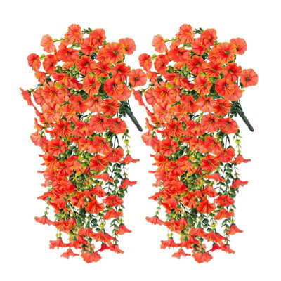 Artificial Outdoor Hanging Petunia Flowers, 2 Pieces Faux Petunias, Hanging Artificial Flowers, Weather Resistant, Uv Resistant - image 1