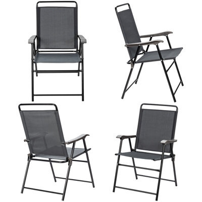 Costway Set Of 4 Patio Folding Chairs Portable Armchair Dining Chair W/ Curved Armrest - image 1