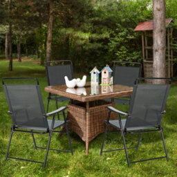 Costway Set Of 4 Patio Folding Chairs Portable Armchair Dining Chair W/ Curved Armrest - thumbnail 3