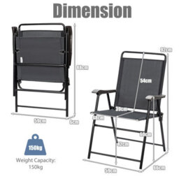 Costway Set Of 4 Patio Folding Chairs Portable Armchair Dining Chair W/ Curved Armrest - thumbnail 2