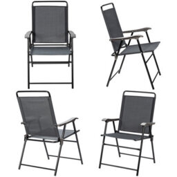 Costway Set Of 4 Patio Folding Chairs Portable Armchair Dining Chair W/ Curved Armrest - thumbnail 1