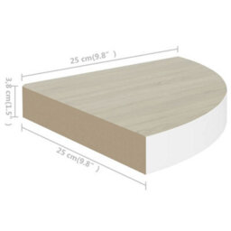 Berkfield Wall Corner Shelves 4 Pcs Oak And White 25X25X3.8 Cm Mdf - thumbnail 7