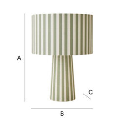 Valuelights Thorley Green And Cream Stripe Drum Shade Full Fabric Table Lamp - thumbnail 6