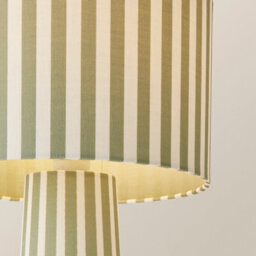 Valuelights Thorley Green And Cream Stripe Drum Shade Full Fabric Table Lamp - thumbnail 4