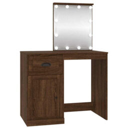 Berkfield Durable Dressing Table With Led Brown Oak 90X50X132.5 Cm Engineered Wood