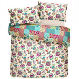 Dreams & Drapes Marinelli Hand Painted Floral Print Teal Duvet Cover Set - thumbnail 2
