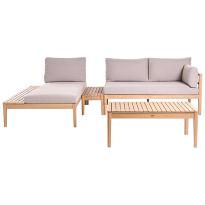 Beliani Garden Lounge Set With Table 3 Seater Talla Acacia Wood Light Brown - image 1