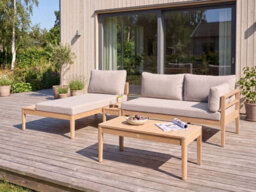 Beliani Garden Lounge Set With Table 3 Seater Talla Acacia Wood Light Brown - thumbnail 2