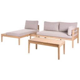 Beliani Garden Lounge Set With Table 3 Seater Talla Acacia Wood Light Brown - thumbnail 4