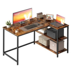 L-Shaped Corner Desk With Storage, Reversible Shelves - thumbnail 5
