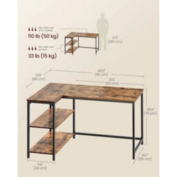 L-Shaped Corner Desk With Storage, Reversible Shelves - thumbnail 2