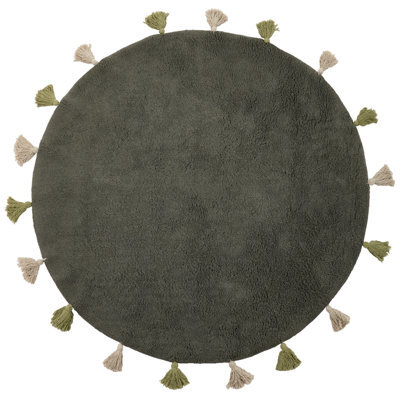 Beliani Kids Rug Kodinhi Dark Green 120 Cm Cotton - image 1
