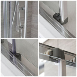 Homestylestore Chrome Corner Wet Room Walk In Sliding Door Shower Enclosure And White Tray With Fast Flow Waste 1400 X 800mm - thumbnail 3