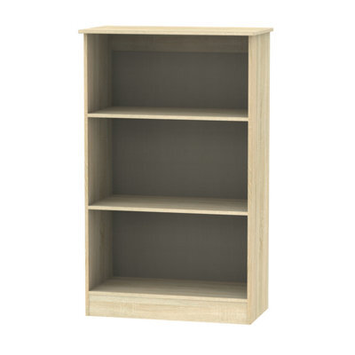 Trent Bookcase In White Gloss & Bardolino Oak (Ready Assembled)