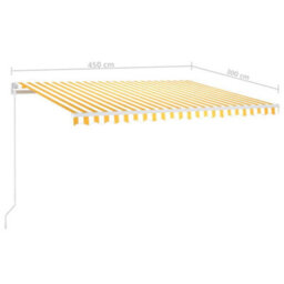 Berkfield Manual Retractable Awning With Led 450X300 Cm Yellow And White - thumbnail 7