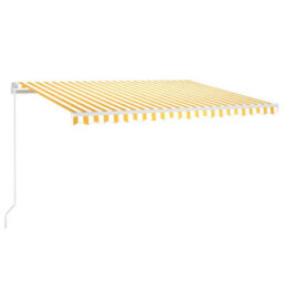 Berkfield Manual Retractable Awning With Led 450X300 Cm Yellow And White - thumbnail 2
