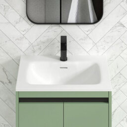 Royal Bathrooms Orion 600mm Mint Sage 2 Door Floor Standing Vanity Unit With Stone Basin & Black Strip - thumbnail 7