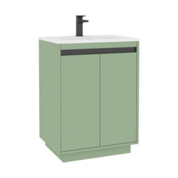 Royal Bathrooms Orion 600mm Mint Sage 2 Door Floor Standing Vanity Unit With Stone Basin & Black Strip - thumbnail 8