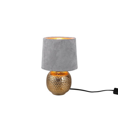 Luminosa Lighting Luminosa Sophia Modern Table Lamp With Round Tapered Shade Gold Grey Shade - Uk Stock - image 1