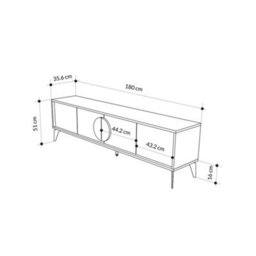 Decortie Gora Modern Tv Unit Oak, White 180(W)Cm With 4 Doors Storage Tv Cabinet Entertainment Metal Legs - thumbnail 3