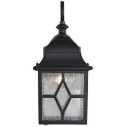 Happy Homewares Traditional Outdoor Matt Black Wall Lantern Light With Cathedral Lead Glass - thumbnail 2