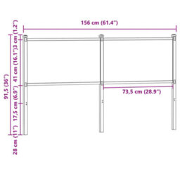 Berkfield Headboard Smoked Oak 150 Cm Engineered Wood And Steel - thumbnail 7