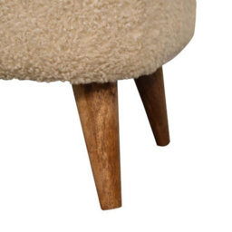 Artisan Furniture Solid Wood Boucle Cream Square Footstool - thumbnail 6
