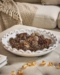 Dibor Ceramic Wave Potpourri Dish, 40 Cm Crackle Glaze Decorative Bowl For Fruit And Centrepieces - thumbnail 1