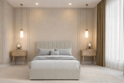 "Nexus Kyoto Cream Plush Divan Bed Base No Drawers With 54"" Floor Standing Headboard 6' Super King" - thumbnail 3