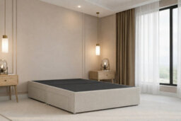 "Nexus Kyoto Cream Plush Divan Bed Base No Drawers With 54"" Floor Standing Headboard 6' Super King" - thumbnail 4