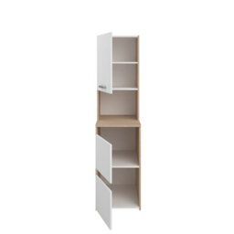 Parisot Stacked Laundry Or Utility Room Storage Unit For Washing Machines Or Dryer With Cupboards - White Oak Effect - thumbnail 5