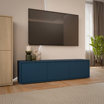 Furniture To Go Alice Springs Wide Tv Cabinet With 3 Doors Push-To-Open In Night Blue - image 1