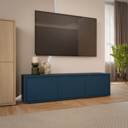 Furniture To Go Alice Springs Wide Tv Cabinet With 3 Doors Push-To-Open In Night Blue