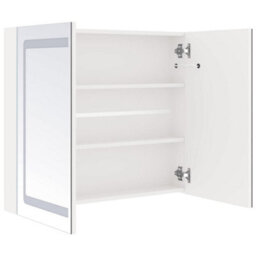 Berkfield Stylish Led Bathroom Mirror Cabinet Shining White 80X12X68 Cm - thumbnail 5