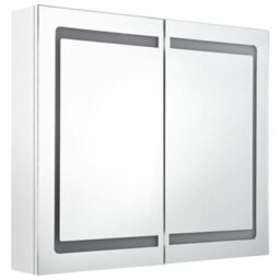 Berkfield Stylish Led Bathroom Mirror Cabinet Shining White 80X12X68 Cm - thumbnail 3